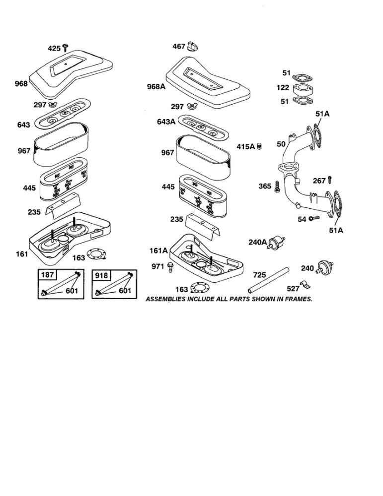 Intake Manifold Diagram and Parts List for 422700-422799 2107- 2281- 2500 Briggs and Stratton Engine